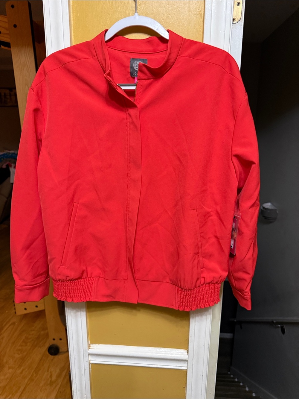 NWT Vince Camuto Tulip Red Lightweight Bomber Jacket Small Oversized